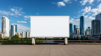 Your creativity, your billboard: Mock-up on a blue sky background.