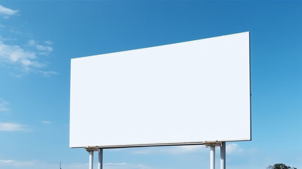 Elevate Your Vision: Mock-Up Outdoor Billboard on a Background of Clear Blue Sky