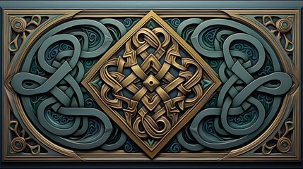 Motif celtique bleu et bronze, généré par IA