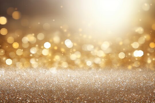 photo of gold and silver glitter lights background, Generative AI