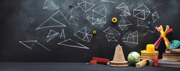 Education concept image. Creative idea and innovation. Crumpled paper as light bulb metaphor over blackboard, Generative AI