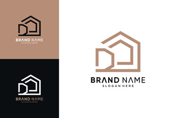 Home logo design vector illustration combined with letter d and creative unique concept