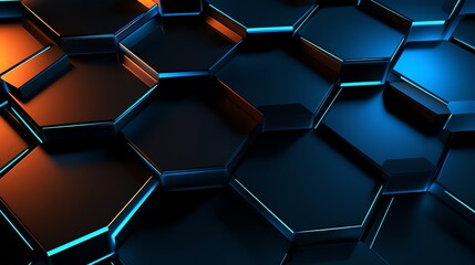 Colorful hexagon abstract background suitable for technology, corporate, and design concepts. Ideal for web banners, presentations, and digital artwork. - obrazy, fototapety, plakaty