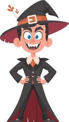 A person wearing a vampire costume. This subject is about the celebration called Halloween. Cartoon style, Vector Illustration