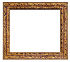 Old style vintage golden frame isolated on a white background