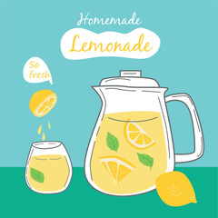 cool background of lemonade drink with lemon juice