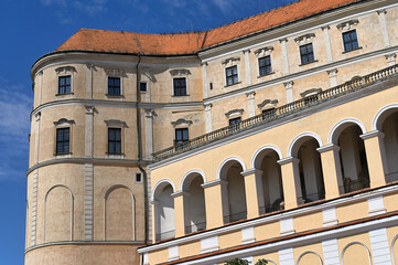 Obraz premium Mikulov Castle in Moravia exterior wall detail, Czech Republic