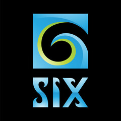 Colorful Glossy Number 6 Icon on a Black Background - Icon 5