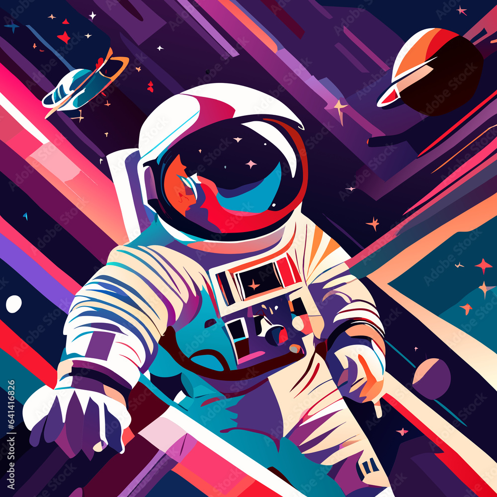 Poster astronaut in outer space. illustration of astronaut in space.