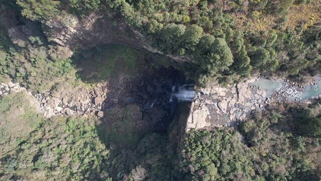 Aerial view of the Karkloof Falls in Howick, KwaZulu Natal, South Africa