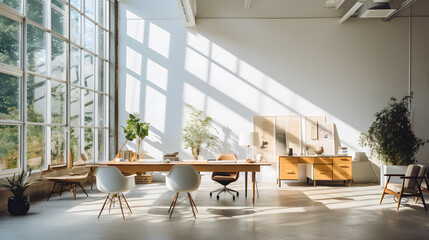Light-Filled Open Plan: Meticulous Brown and White Industrial Office