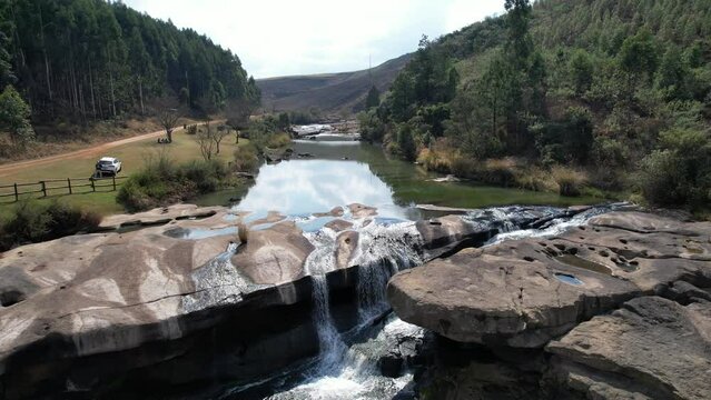 Aerial view of the Karkloof Falls in Howick, KwaZulu Natal, South Africa