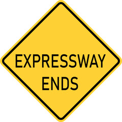 Vector graphic of a usa Expressway Ends highway sign. It consists of the wording Expressway Ends within a black and yellow square tilted to 45 degrees