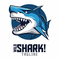 Illustrating the Furious Shark: Logo Imagery, Team Mascot Depiction, Creative Illustration, Vector Graphic for Sports and E-Sports Teams, White Shark Mascot's Head
