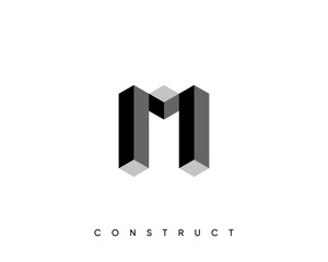 Modern construct logo design template for business identity. Structure vector design symbol. Monogram letter M.