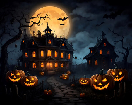 halloween background with image,scary pumpkins candles