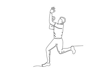 Fototapeta na wymiar A man prepares to throw a ball. Cricket one-line drawing