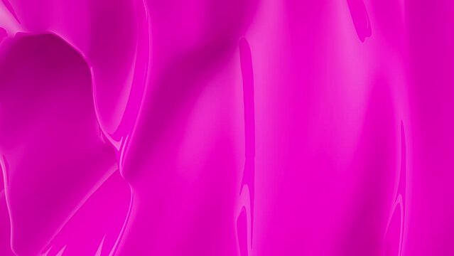 3d Abstract pink animation background. Smooth pink wavy plastic or latex. Acrylic liquid.