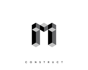 Modern construct logo design template for business identity. Structure vector design symbol. Monogram letter M.