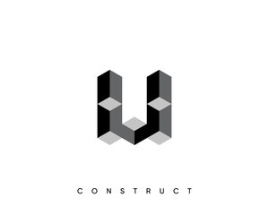 Modern construct logo design template for business identity. Structure vector design symbol. Initial W.