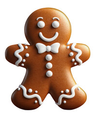 gingerbread man cookie cutout glossy icing isolated  xmas decoration 