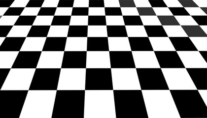 An illustration of a chessboard with black and white checkered pattern on the floor.