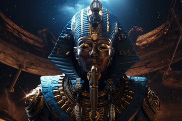 pharaoh, the traveler, space background, generative AI