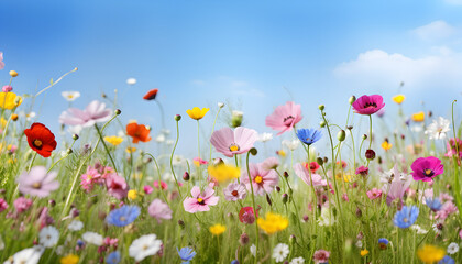 Colorful flower meadow in springtime - Generativ AI