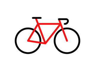Vector road bicycle icon. High quality black and red line icon, illustration.