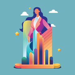 Obraz premium Vector illustration of strong and lovely businesswomen