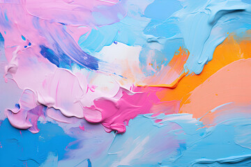 Fototapeta na wymiar Abstract acrylic art. Painting, background, print, digital paper. Pink, yellow, blue. AI generated