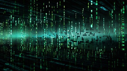 matrix style binary code digital background with falling numbers