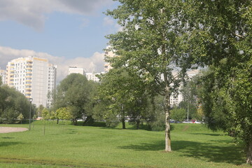 Sleeping area with high-rise buildings, Butovo, Moscow, August 2023.