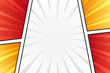 Blank comic book cartoon page halftone background template