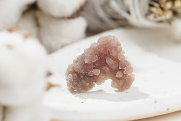 Purple Grape Agate Chalcedony on a White Tray