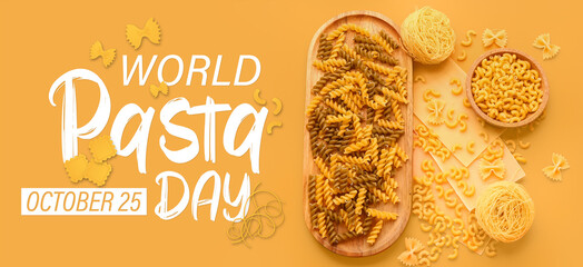 Banner for World Pasta Day with dry pasta