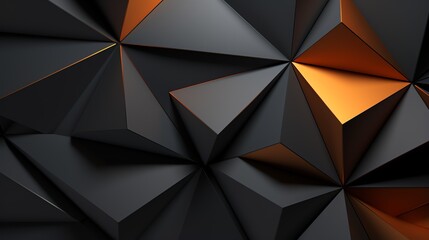 3D wallpaper abstract triangle modern glows orange, black colors
 - obrazy, fototapety, plakaty