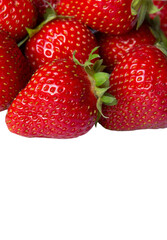 Fresh strawberries and green leaves on white backgroud. Concept for healthy eating and lifestyle. Growing organic food, for design