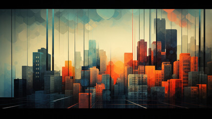 Urban Cityscape in Risography Style