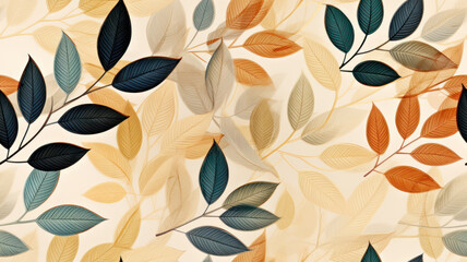 Stylized Leaf Pattern on Neutral Background