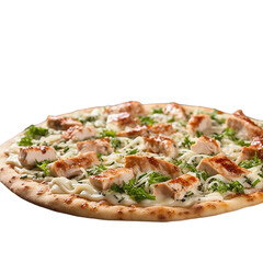 pizza isolated on white Classic, Slices, Wood-fired,  Crispy,  Pepper flakes, Family-sized, Dough, Takeout, Delicious, Piping hot, Foodie favorite, Satisfying, Flavorful