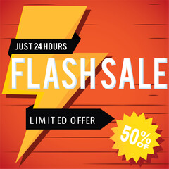 Colored flash sale template with text Vector