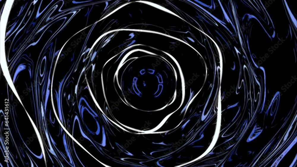 Poster flying inside sticky endless tunnel. design. slowly moving inside corridor with oval shapes.