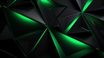 3D wallpaper abstract triangle modern glows green black