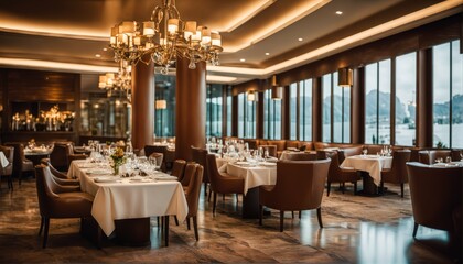 Luxury travel concept featuring fine dining in an exclusive fancy restaurant with exquisite cuisine and great service