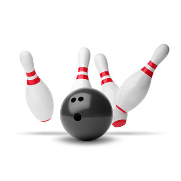 Bowling ball and pin isolated on white background. EPS10 vector