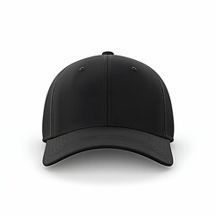 Black Baseball Cap Front View Isolated on a White Background. Generative ai