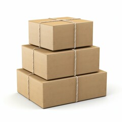 Obraz premium Stacked Package Boxes Isolated on White Background. Generative ai