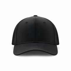 Black Baseball Cap Front View Isolated on a White Background. Generative ai