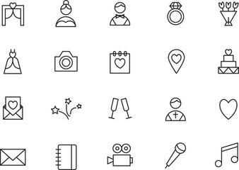 Set of vector icons for wedding